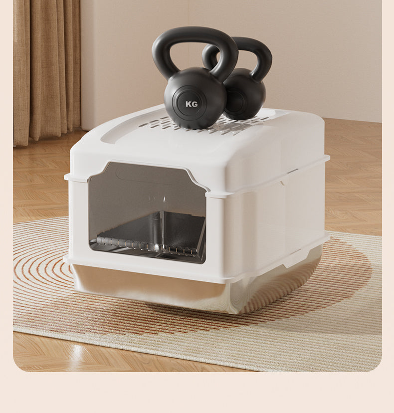 Stainless Steel Cat Litter Box S5 – Non-Stick, Easy Cleaning, Odor-Blocking Enclosed Design