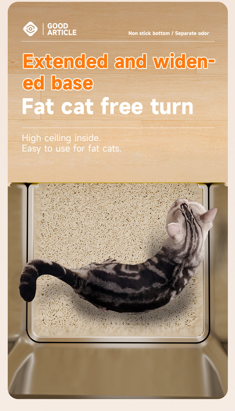 Stainless Steel Cat Litter Box S5 – Non-Stick, Easy Cleaning, Odor-Blocking Enclosed Design