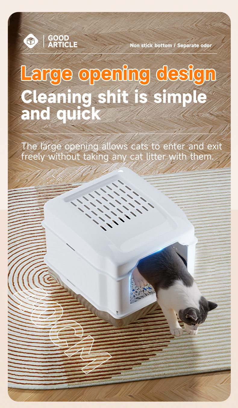 Stainless Steel Cat Litter Box S5 – Non-Stick, Easy Cleaning, Odor-Blocking Enclosed Design