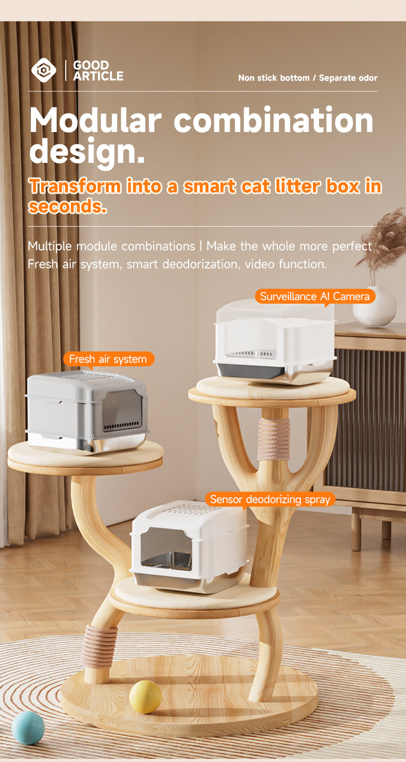 Stainless Steel Cat Litter Box S5 – Non-Stick, Easy Cleaning, Odor-Blocking Enclosed Design