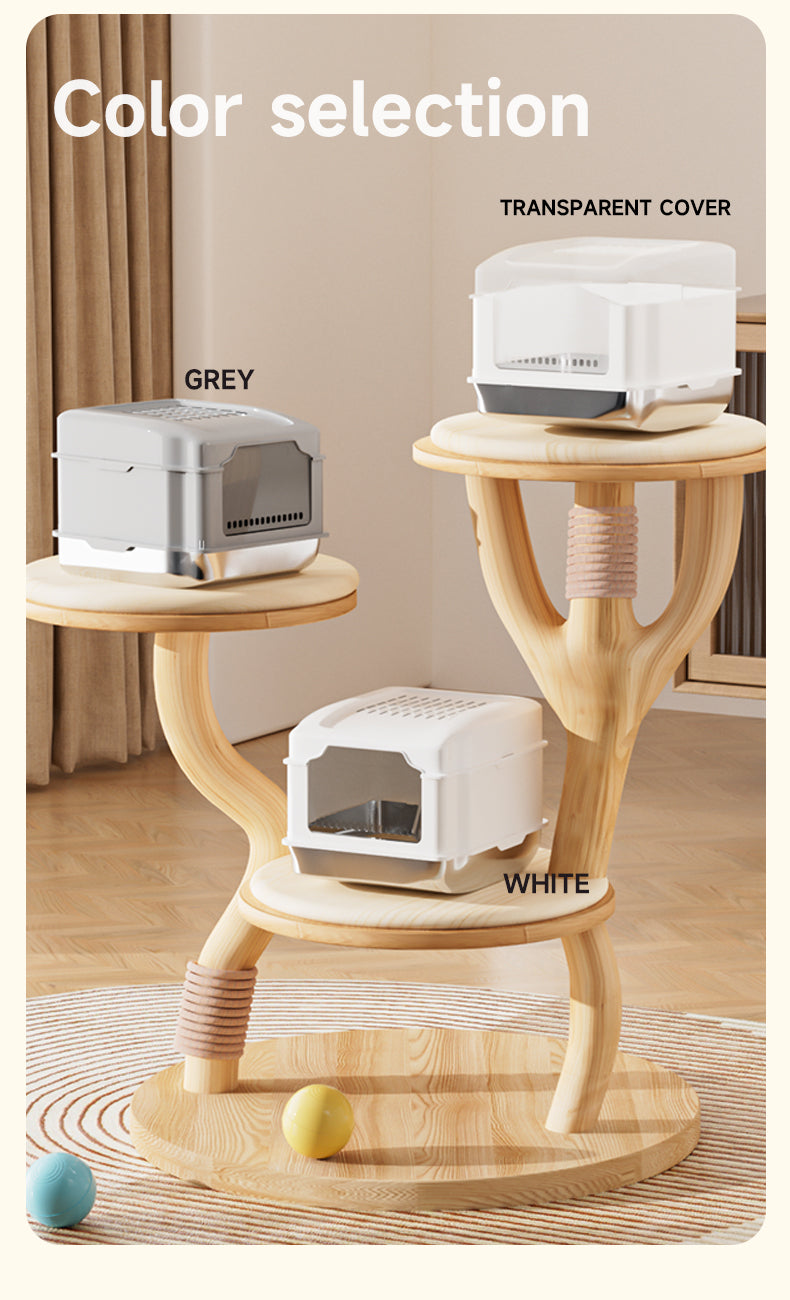Stainless Steel Cat Litter Box S5 – Non-Stick, Easy Cleaning, Odor-Blocking Enclosed Design