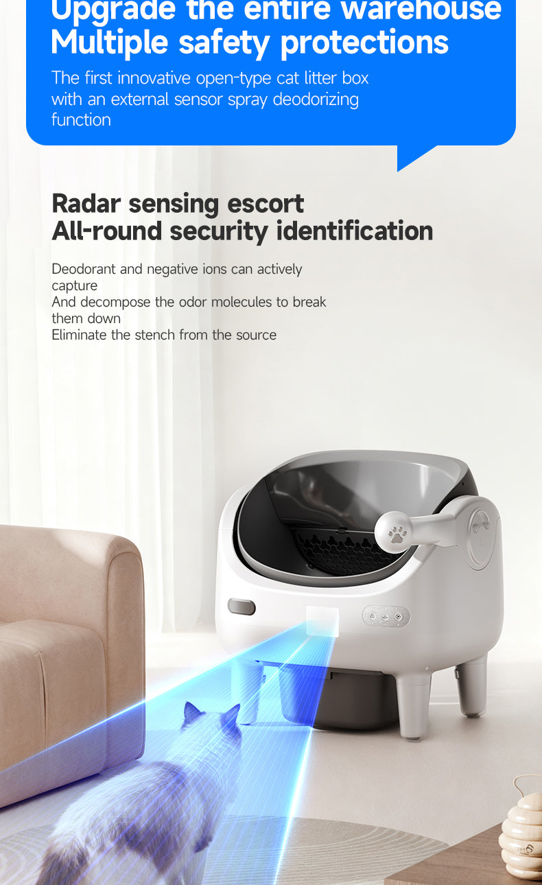 Petstarlet V6 Self-Cleaning Litter Box with App Control — Auto Rake, Level, Replace Litter & Spray Deodorizer, Multi-Cat Recognition