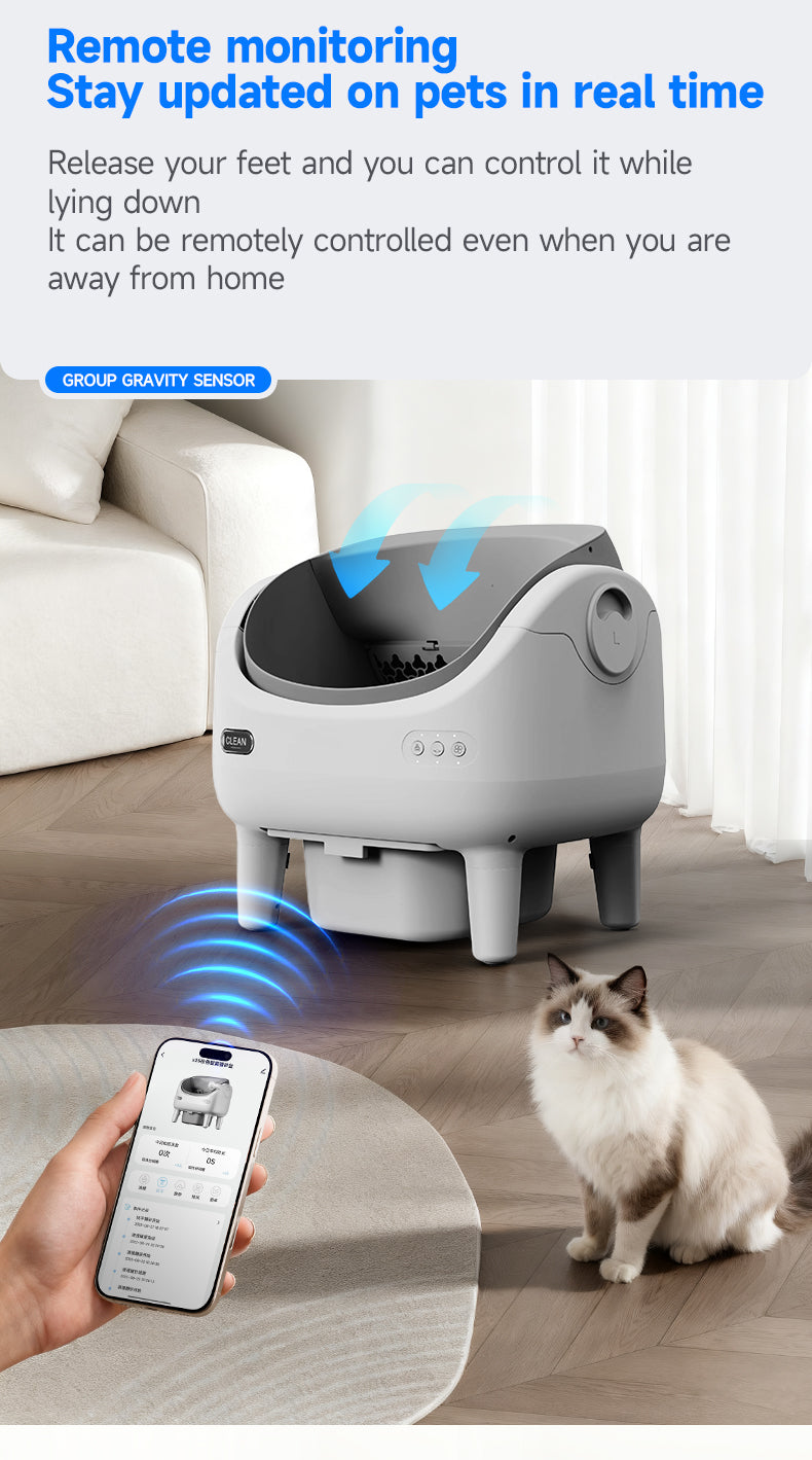 V7 Smart Cat Litter Box – App Remote Control | Auto-Cleaning + Leveling + Litter Change + Odor Control
