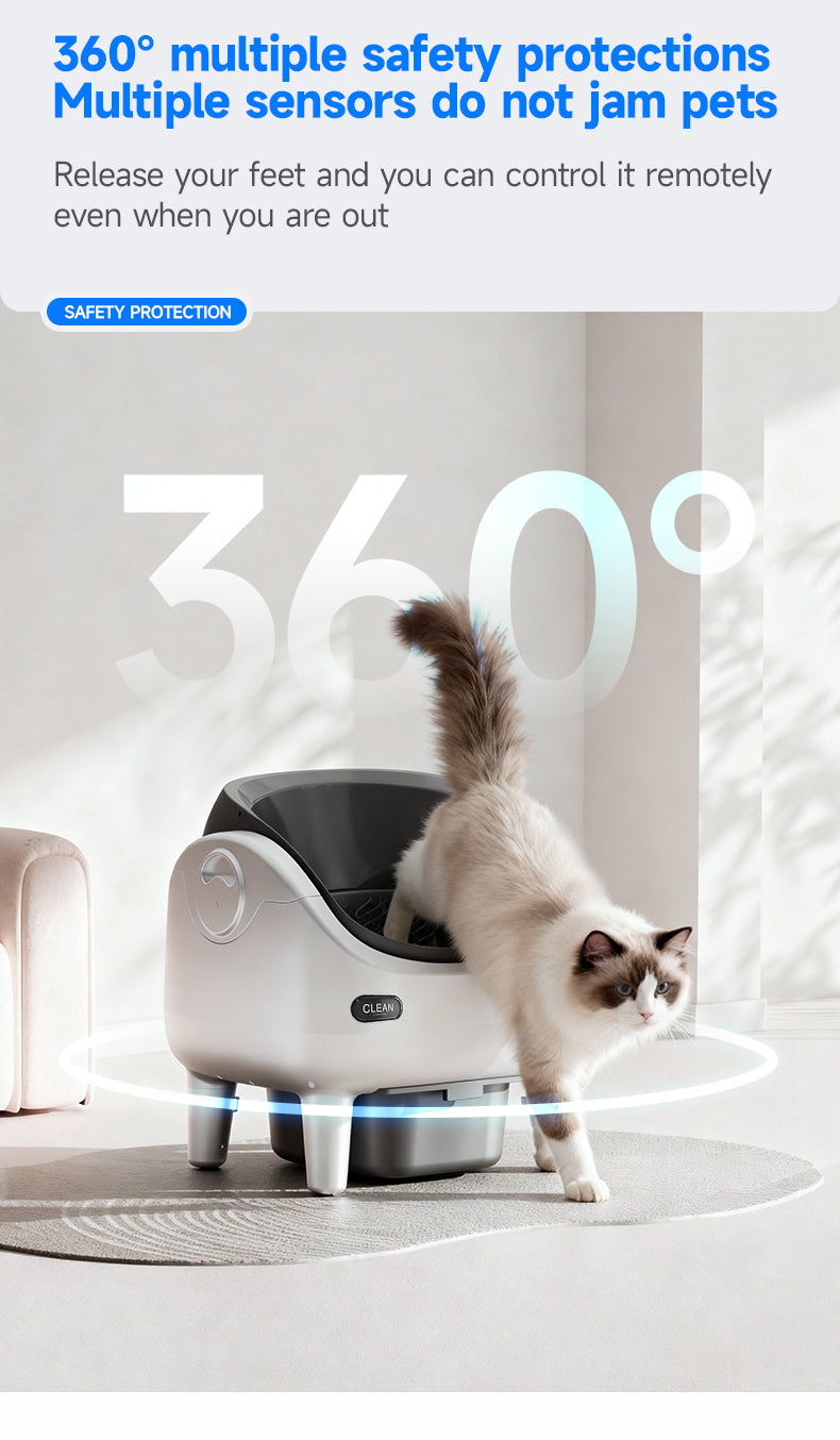 V7 Smart Cat Litter Box – App Remote Control | Auto-Cleaning + Leveling + Litter Change + Odor Control