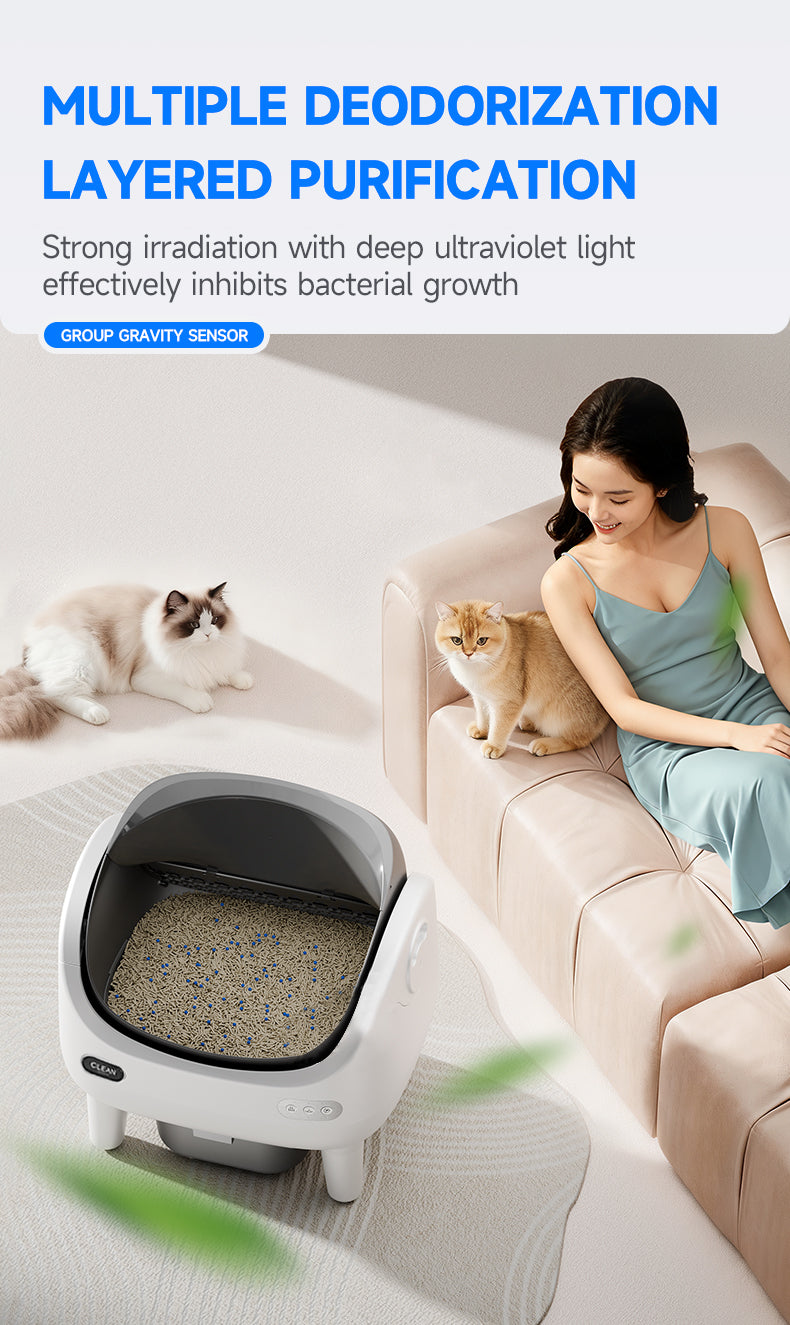 V7 Smart Cat Litter Box – App Remote Control | Auto-Cleaning + Leveling + Litter Change + Odor Control