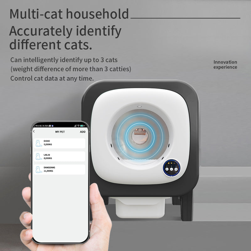 Self Cleaning Cat Litter Box Open-Top Automatic Litter Box for Multiple Cats with Safety Sensors Includes Liner Bags and Litter Mat Grey