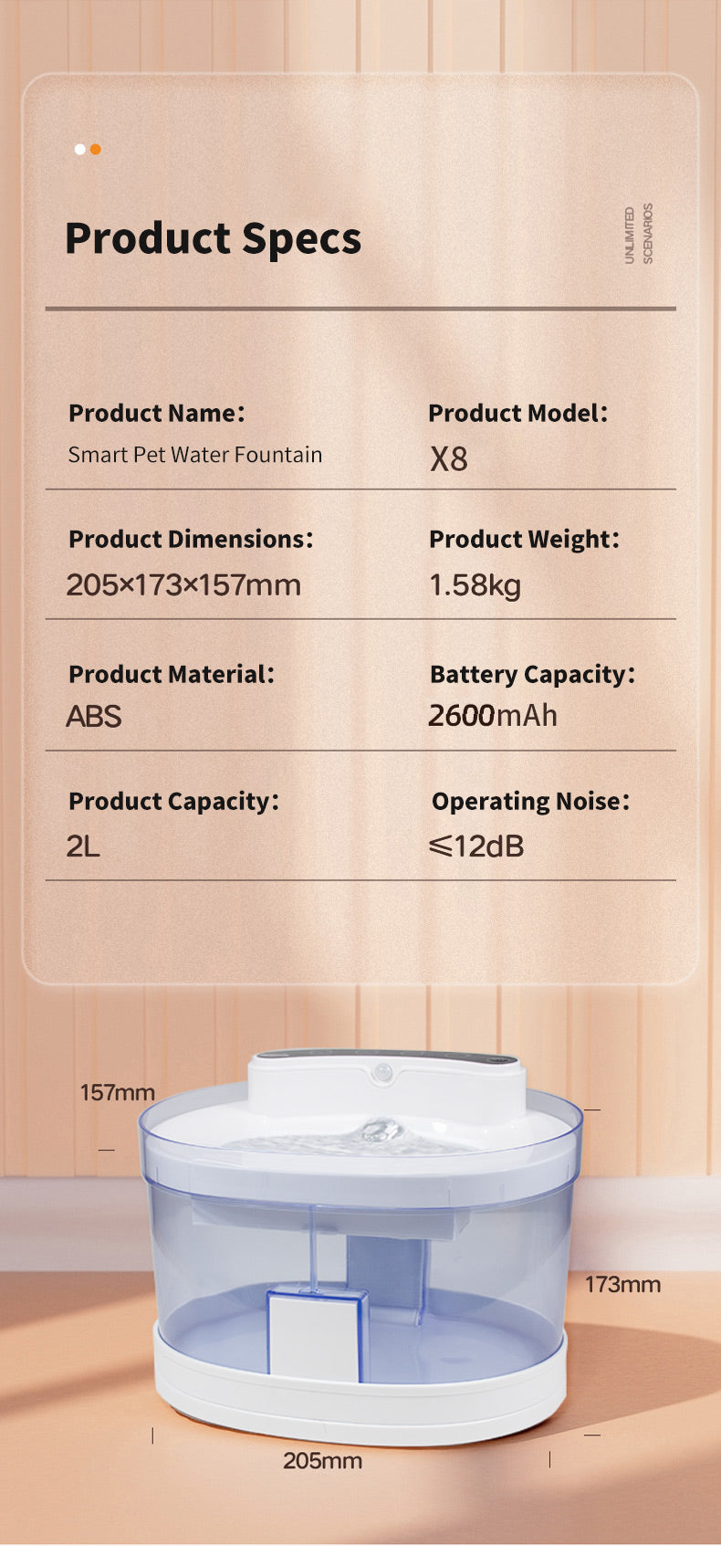 Automatic Pet Water Dispenser – Infrared Cat Sensor, 3 Water Modes, Removable Tank & Filter for Easy Cleaning
