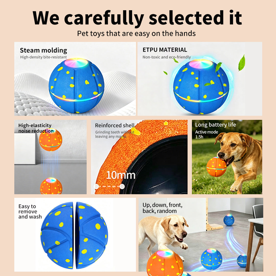 3 Vibration Modes + Flashing LED — Upgraded Smart Puppy Toy Boucing dog ball