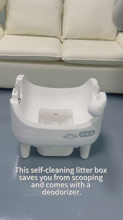Open-Top Automatic Litter Box with Spray Deodorizer — Remote App Control, Gravity Sensors, Multi-Cat Recognition & Full Bin Alerts