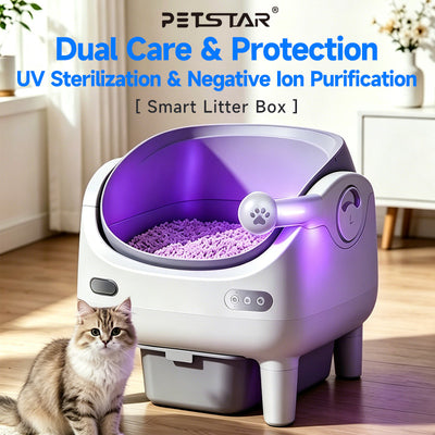 V8 open top Self-Cleaning Litter Box: Auto Rake, One-Click Empty, UV Light & Odor Control