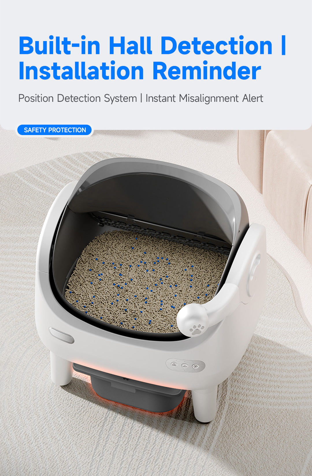 V8 open top Self-Cleaning Litter Box: Auto Rake, One-Click Empty, UV Light & Odor Control