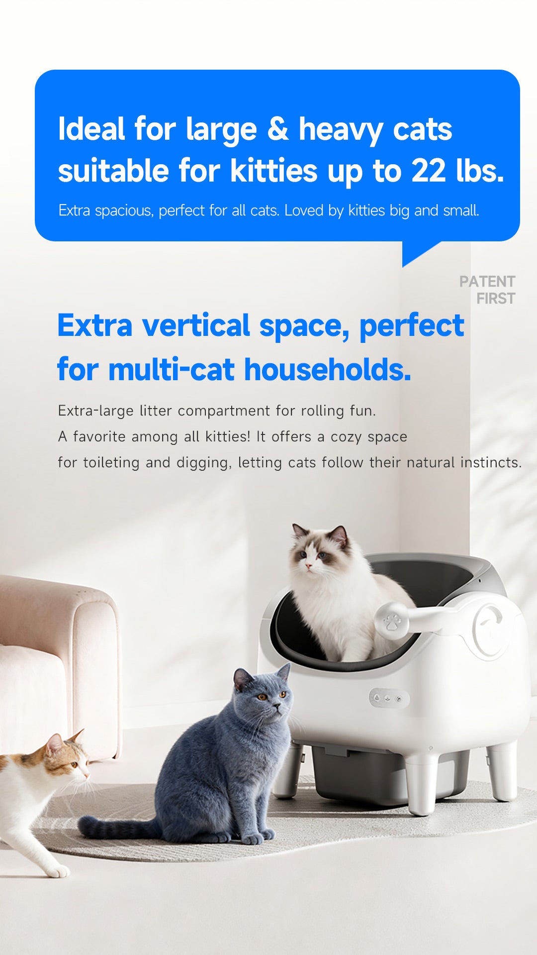 V8 open top Self-Cleaning Litter Box: Auto Rake, One-Click Empty, UV Light & Odor Control