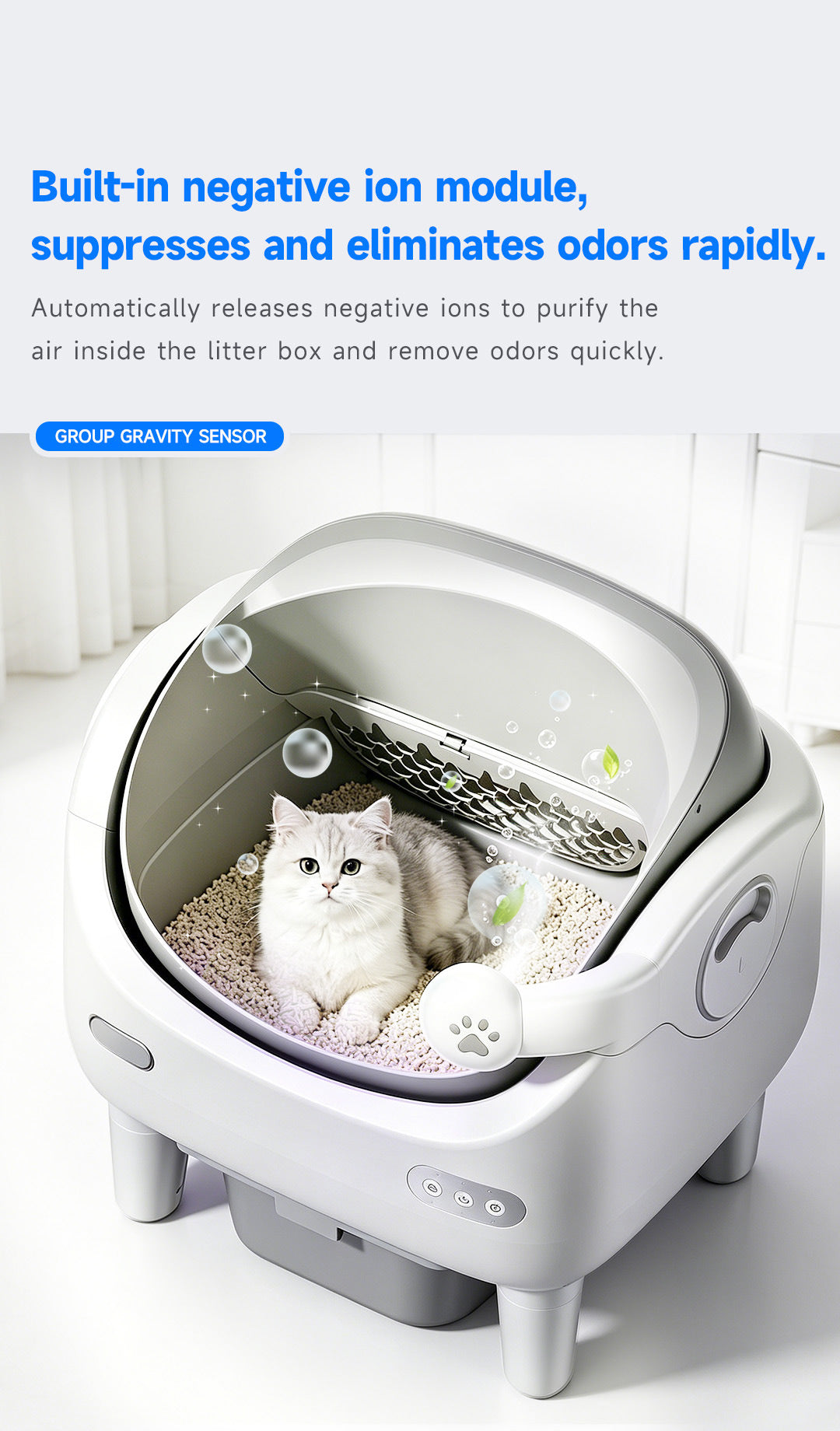 V8 open top Self-Cleaning Litter Box: Auto Rake, One-Click Empty, UV Light & Odor Control