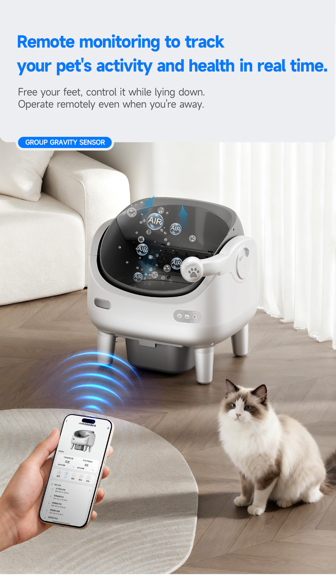 V8 open top Self-Cleaning Litter Box: Auto Rake, One-Click Empty, UV Light & Odor Control