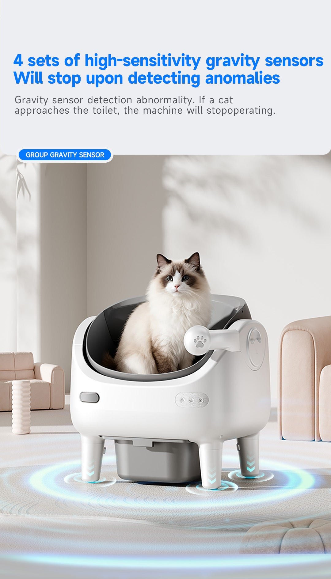 V8 open top Self-Cleaning Litter Box: Auto Rake, One-Click Empty, UV Light & Odor Control