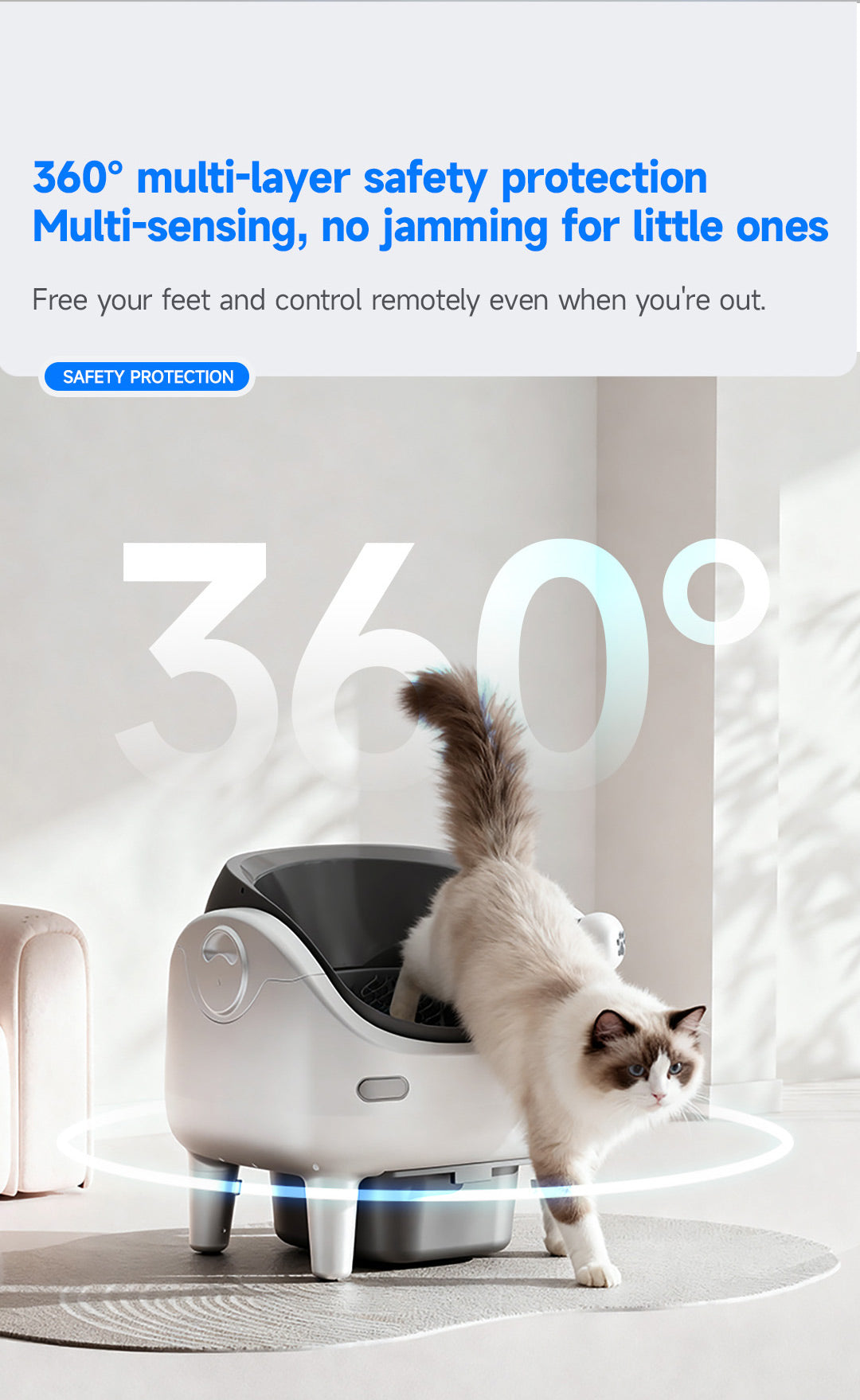 V8 open top Self-Cleaning Litter Box: Auto Rake, One-Click Empty, UV Light & Odor Control