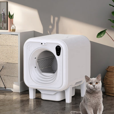 Automatic Self-Cleaning Litter Box – Live Video, Voice Chat, Multi-Cat Sensors & One-Button Sand Change