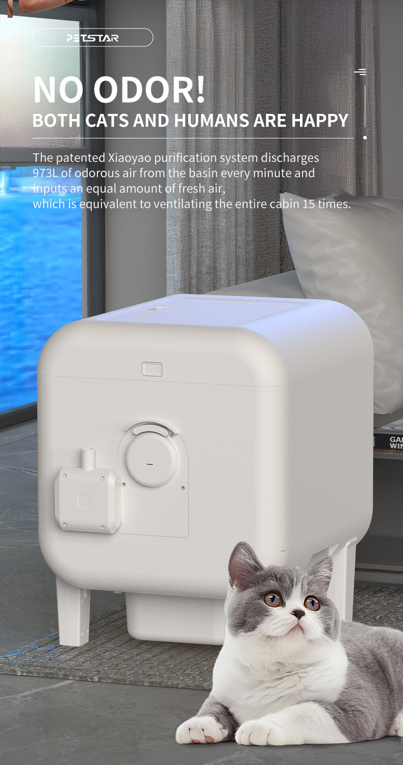 Automatic Self-Cleaning Litter Box – Live Video, Voice Chat, Multi-Cat Sensors & One-Button Sand Change