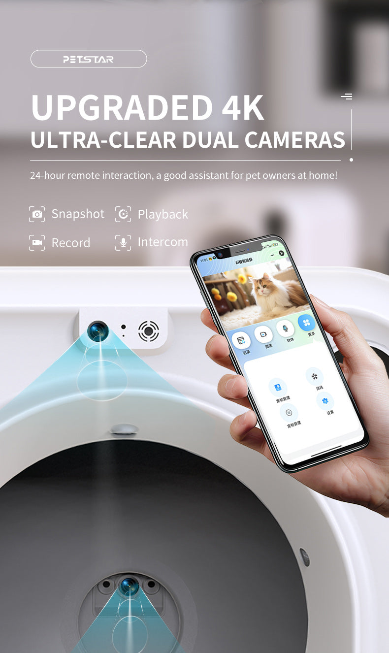 Automatic Self-Cleaning Litter Box – Live Video, Voice Chat, Multi-Cat Sensors & One-Button Sand Change