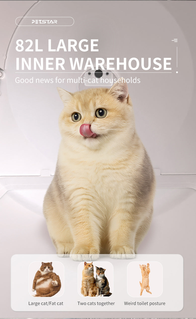 Automatic Self-Cleaning Litter Box – Live Video, Voice Chat, Multi-Cat Sensors & One-Button Sand Change